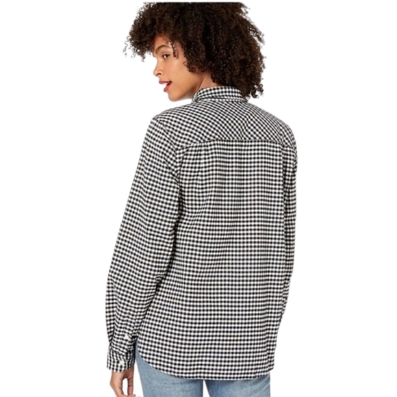 J. Crew Black & White Gingham 1/2 Zip 100% Cotton Shacket Pockets Size Large - Picture 2 of 10